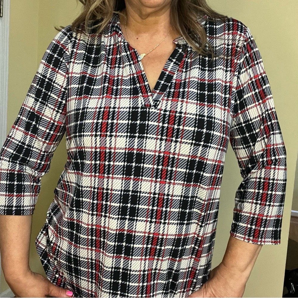 Sew In Love Plaid “Gabby” Style Top Size XL